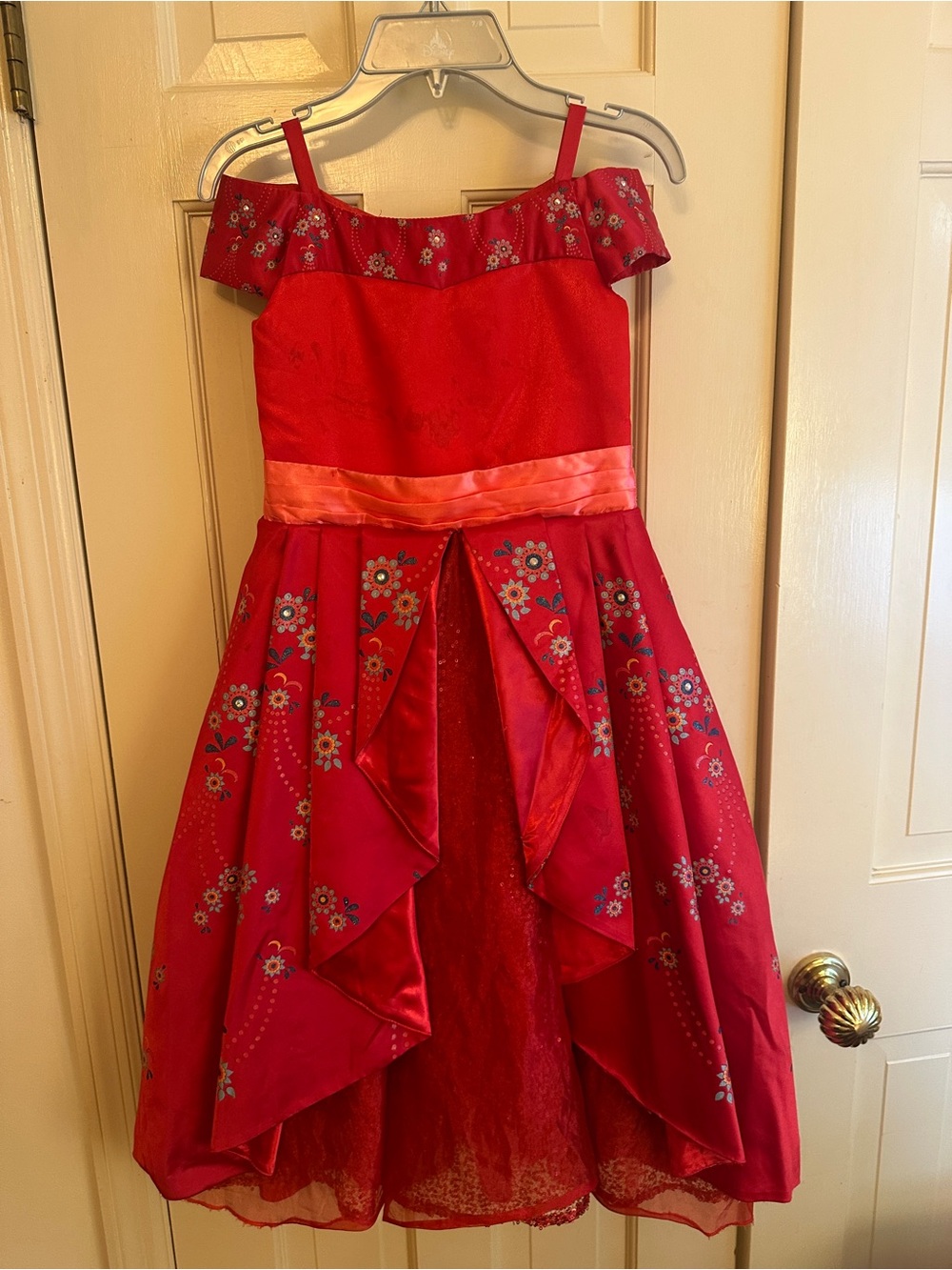 Disney Elena if Avalor Red Floral Off-Shoulder Party Dress for Girls costume